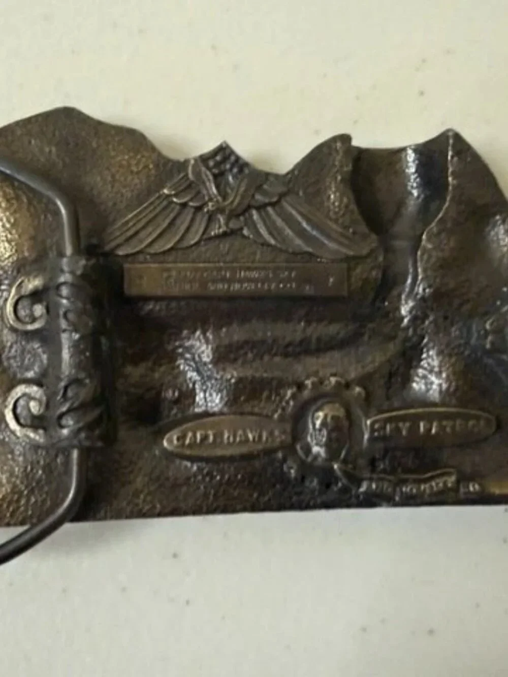 VTG 1977 Capt. Hawks Sky Patrol Brass General Steam Train Belt Buckle NO PIPE
